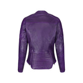 Women's Purple Motorcycle Style Motorbike Biker Leather jacket
